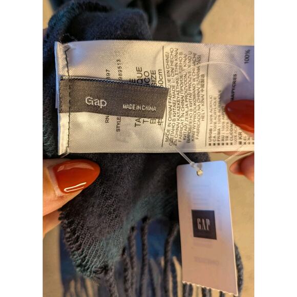GAP Preppy Striped Scarf – NWT Blue & Teal Soft Lightweight 22"x73" Short Fringe - Picture 2 of 5